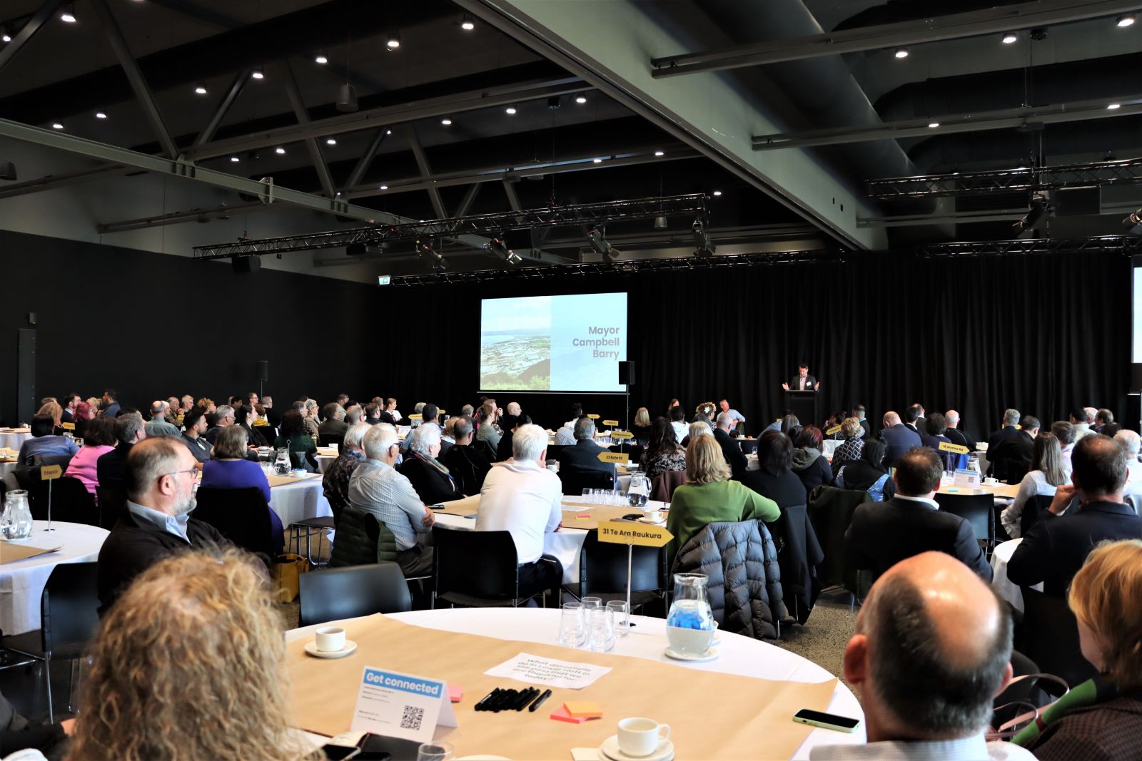 Mayor Campbell Barry addressing the audience at the Lower Hutt City Summit. banner image