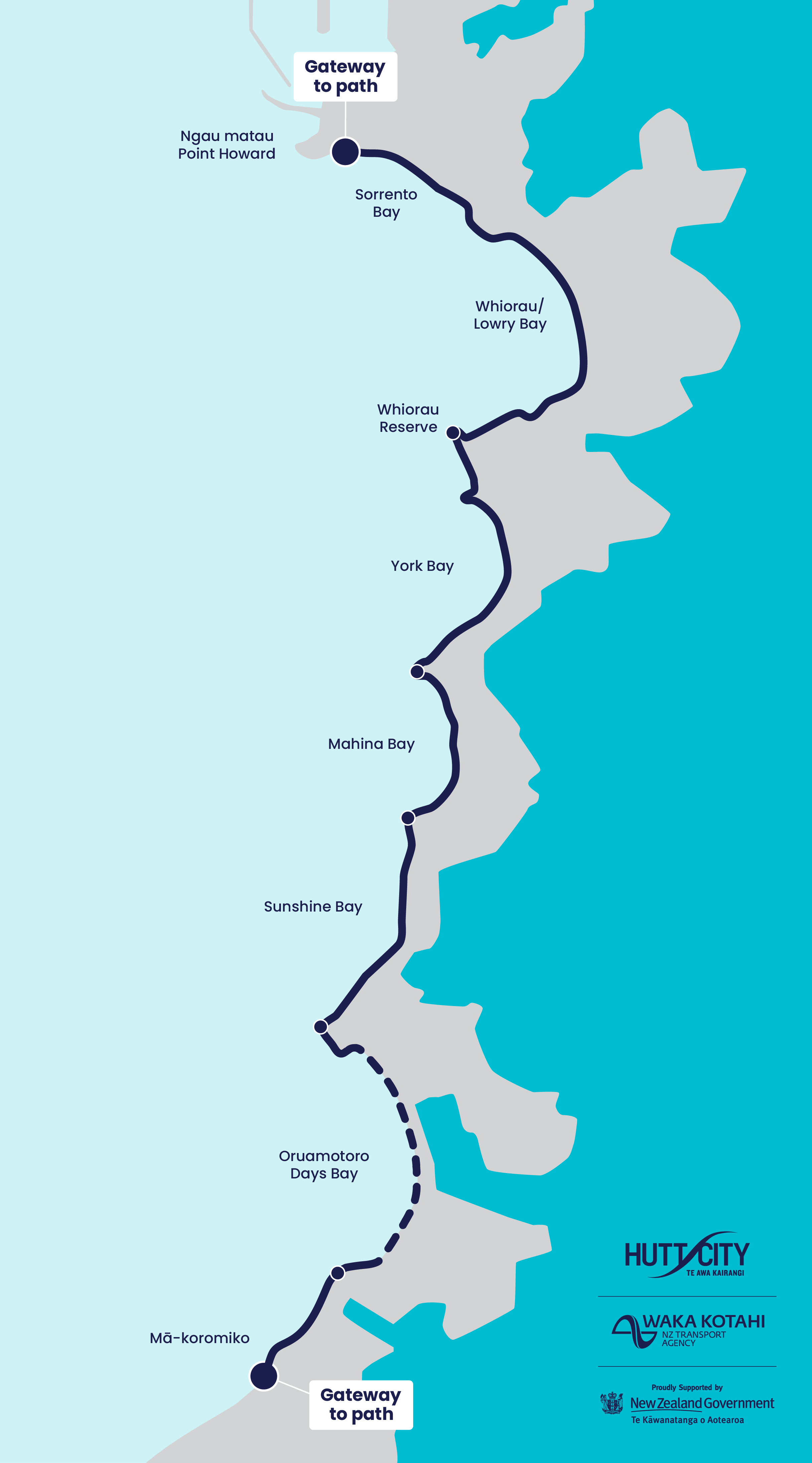 A map of the Tupua Horo Nuku shared path